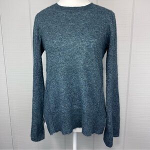 Autumn Cashmere Silk Blend Long Bell Sleeve Blue Sweater Contour Seam Size S